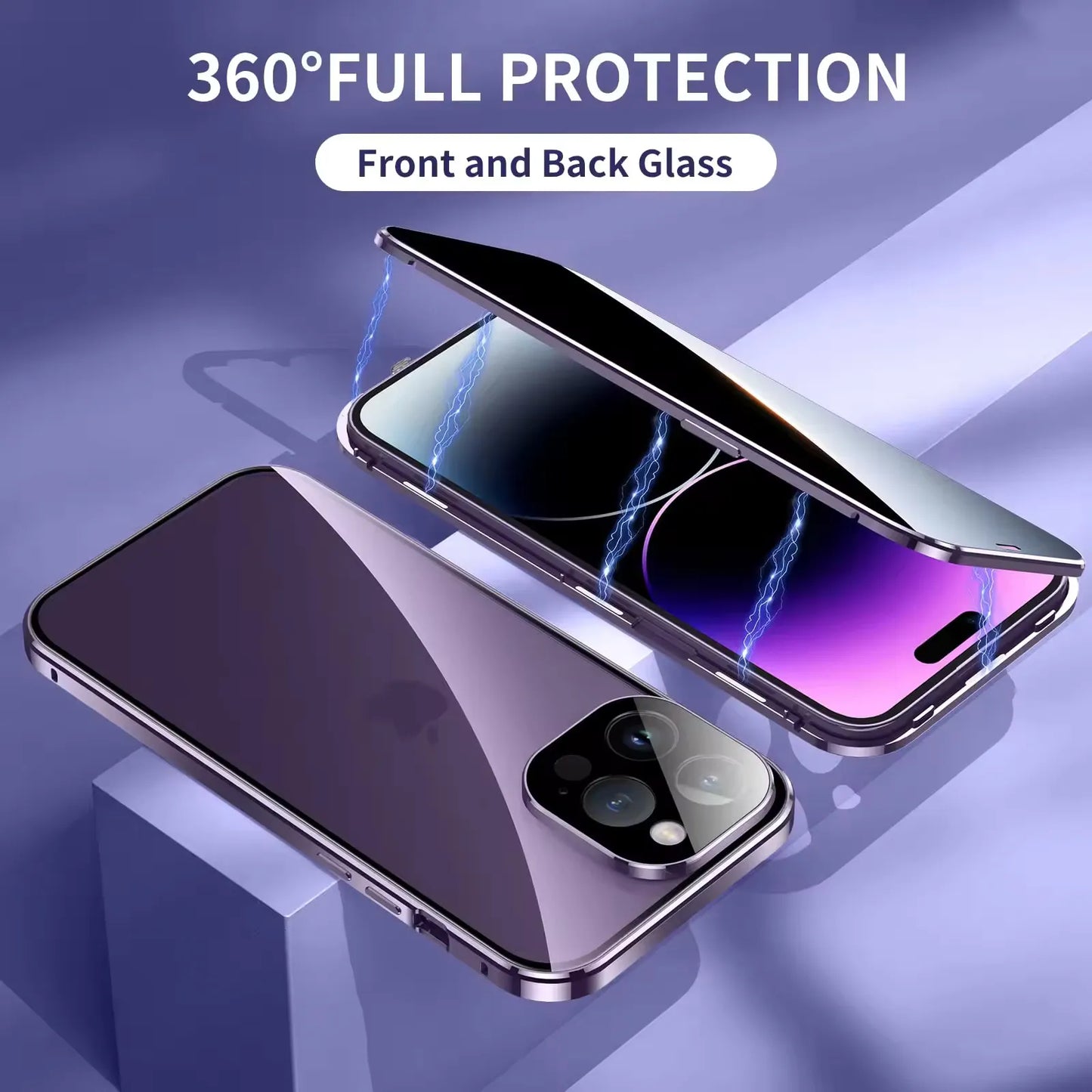 iPhone Original Privacy Magnetic Glass Slim Case With 360° Protection